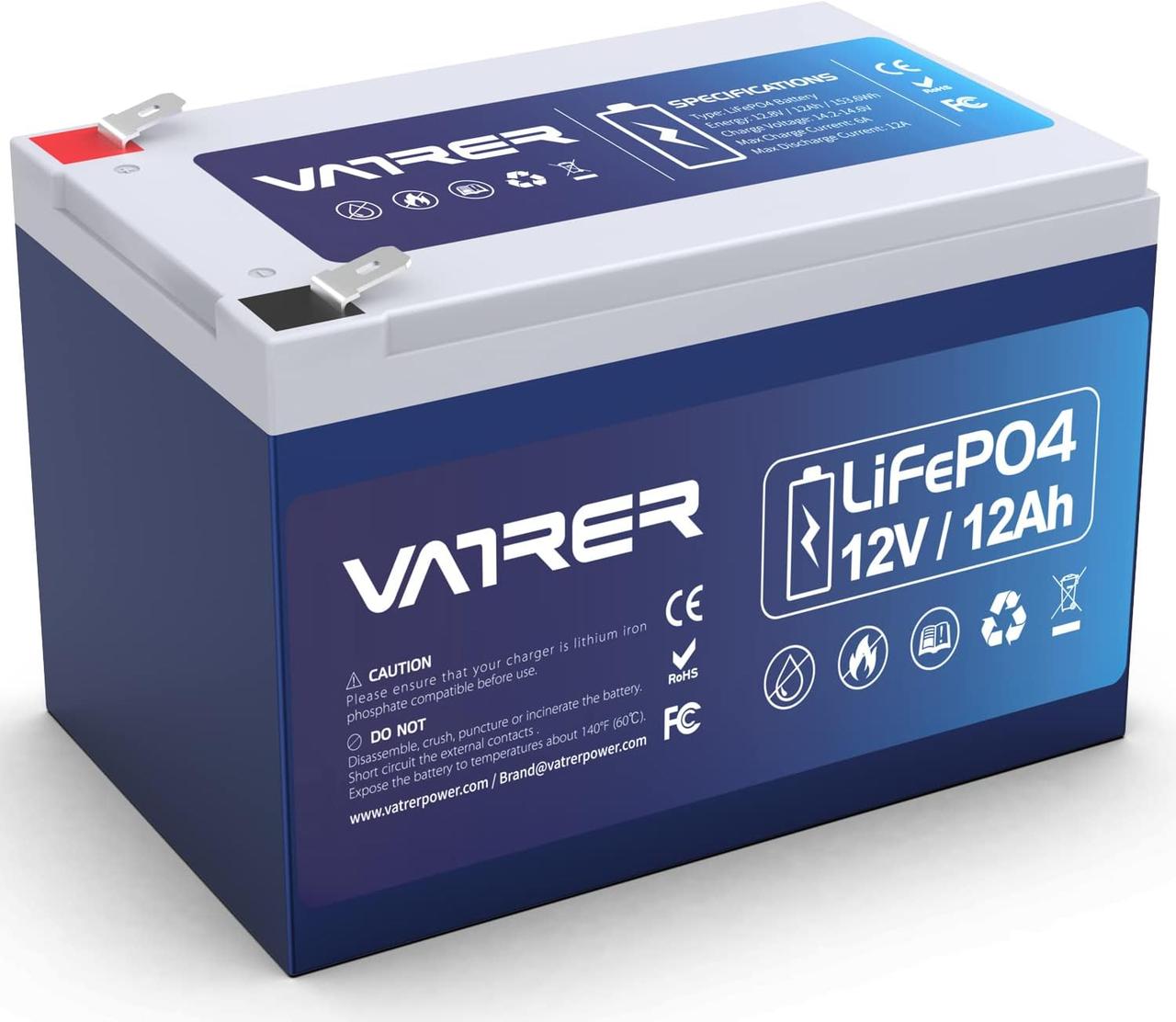 Акумулятор VATRER LiFePO4 12V 12Ah (153,6Втг) з BMS на 6А