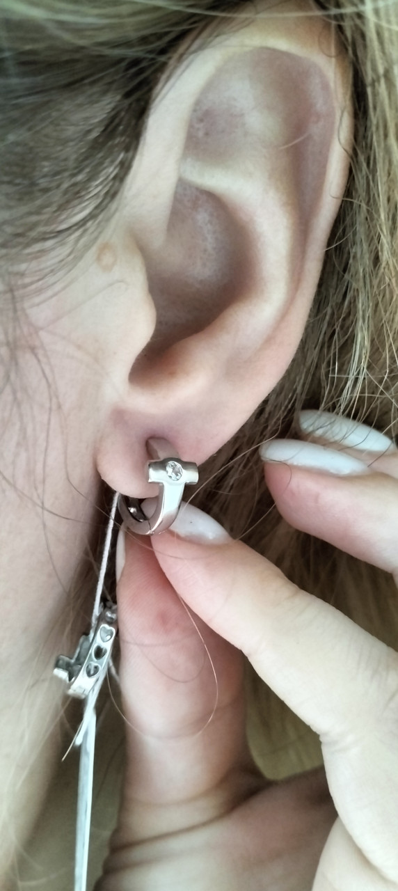 Стильні срібні сережки Крос, фото 1