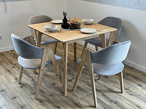 Кухонний комплект: квадратний стіл з ясена "Джим" + 4 м'яких стільці "Джим"