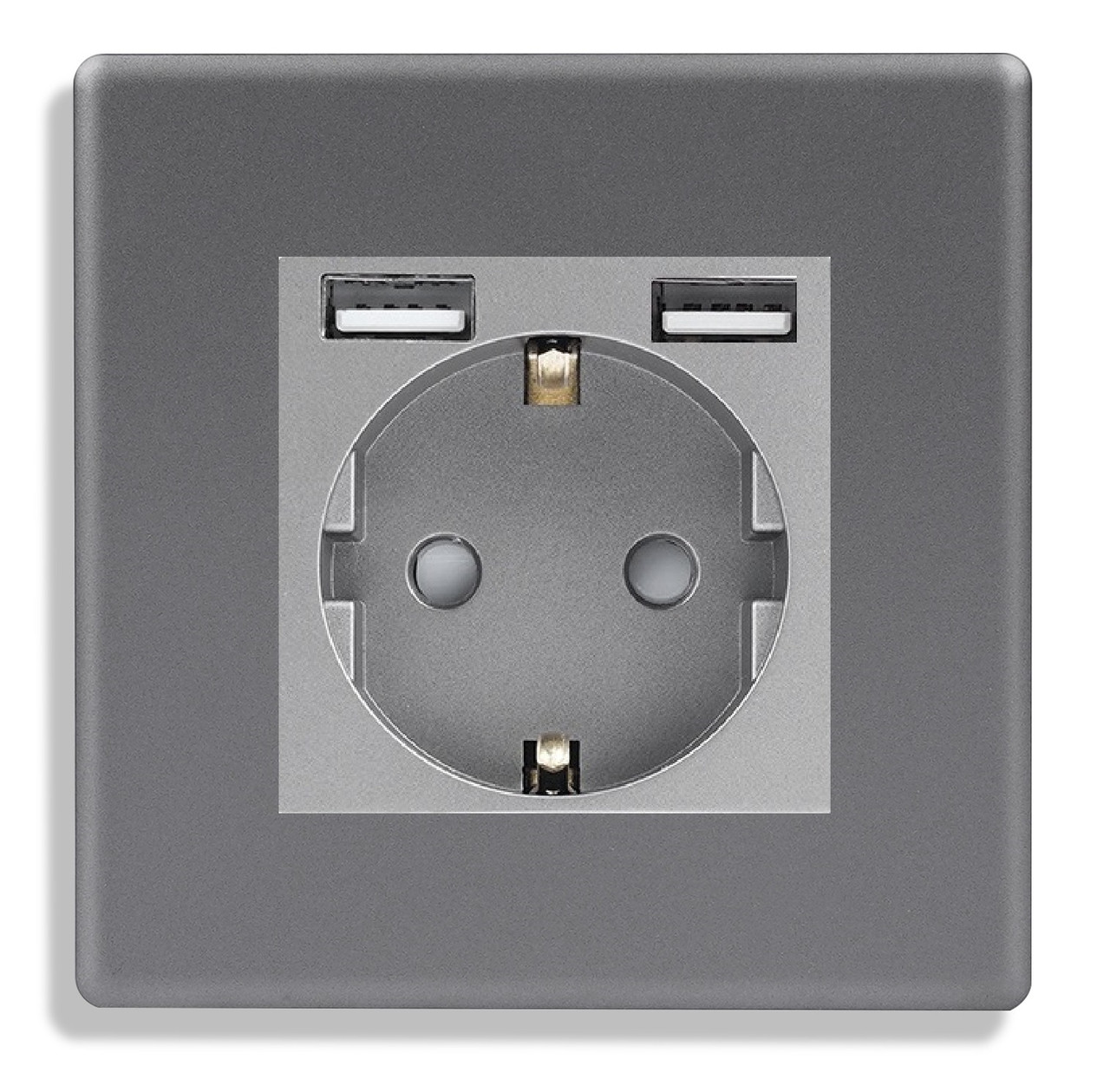 Розетка з USB-виходами 1DAL | Сірий з З/К + Шторки (P86-STU2.GR)