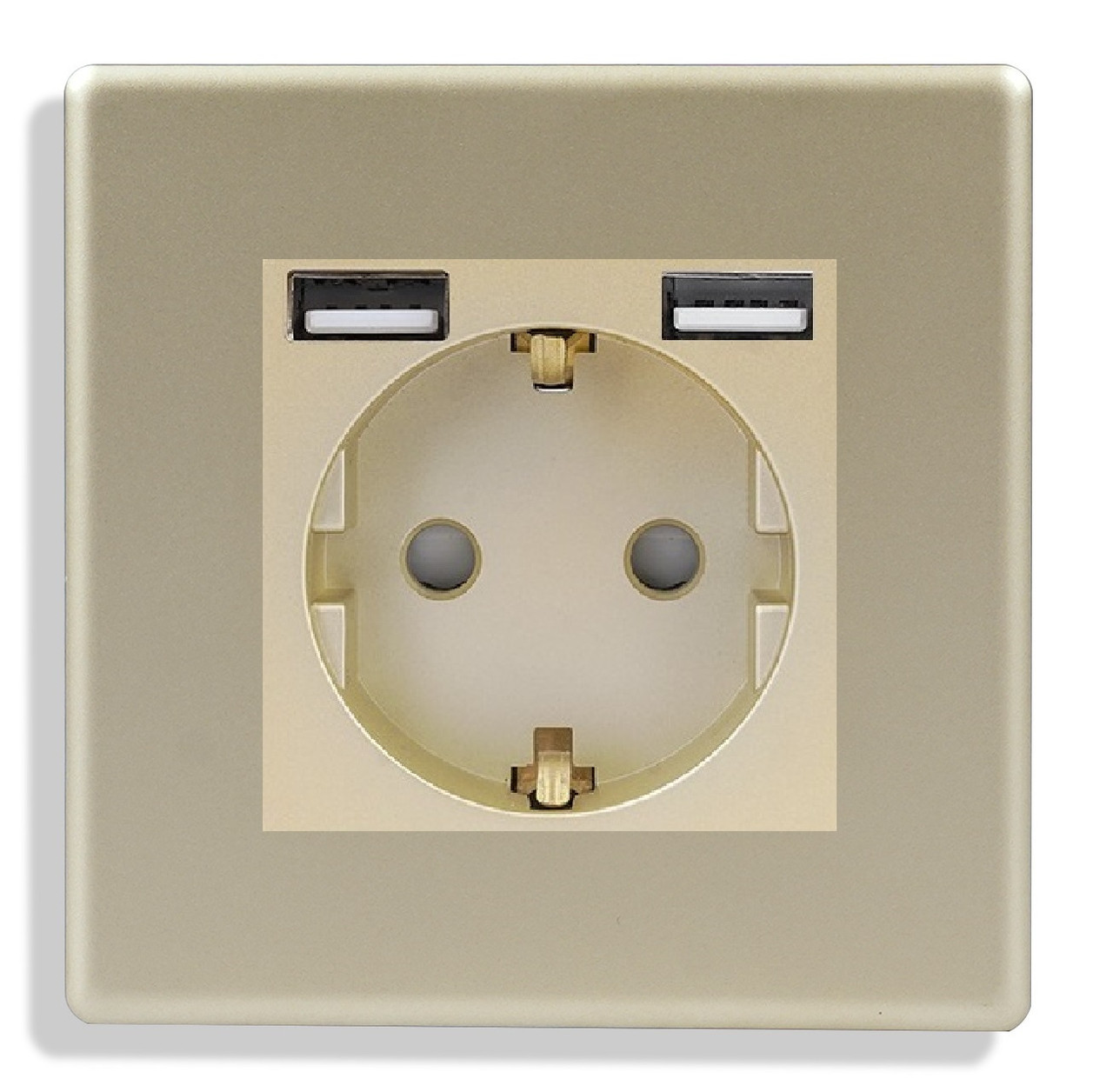 Розетка з USB-виходами 1DAL | Золото з З/К + Шторки (P86-STU2.GD)
