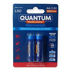 Акумулятор Ni-MH з низьким саморозряджанням Quantum 1600mAh AA, 2 шт./уп