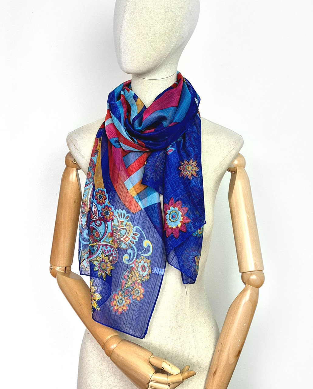 Шарф жіночий тонкий легкий весняний осінній Леона синій, фото 1