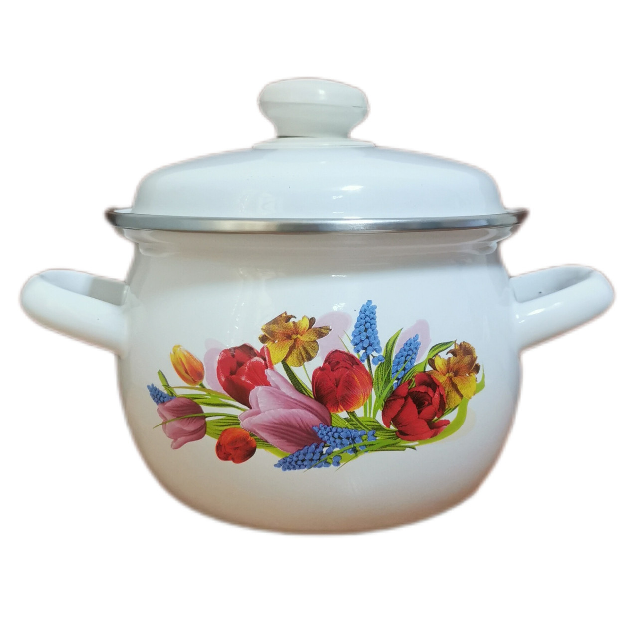 Каструля емальована із кришкою 1.5 л. Мікс, фото 1