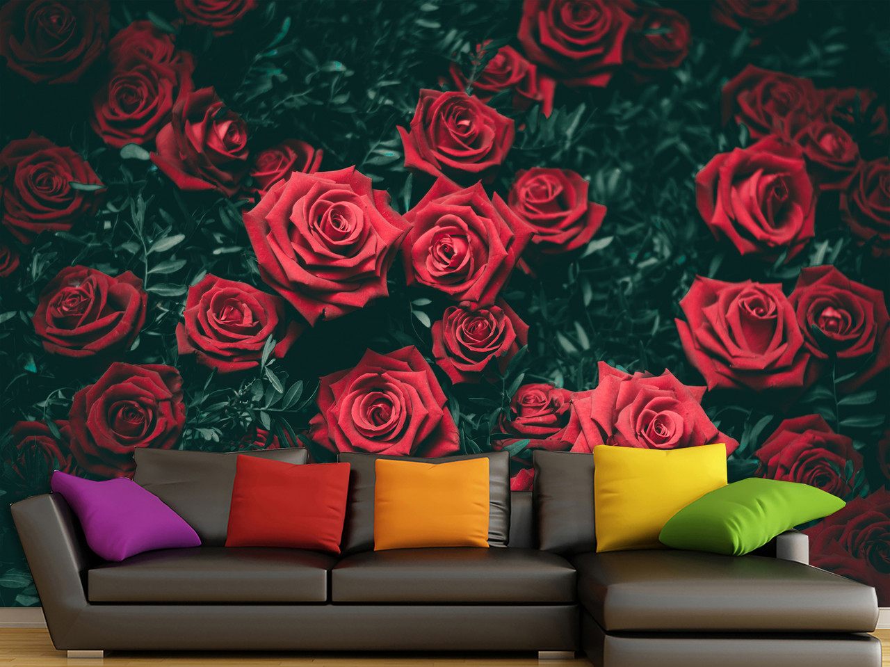 Самоклеюча плівка Oracal з малюнком "Червоні троянди", стильні фотошпалери для дому, фото 1