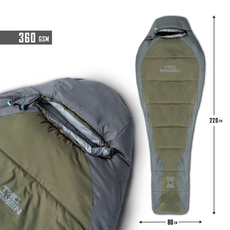 Утеплений спальник Tac Maven MUMMY SLEEPING BAG 360GR/M² D19003 RAL7013 (Олива) / Mix