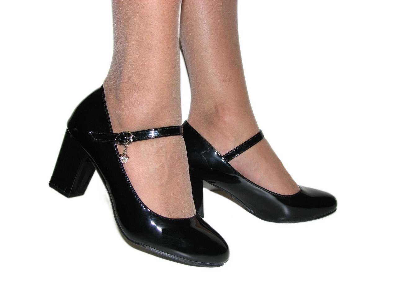 Лакові чорні туфлі на підборах жіночі розмір 36 37 38, фото 1