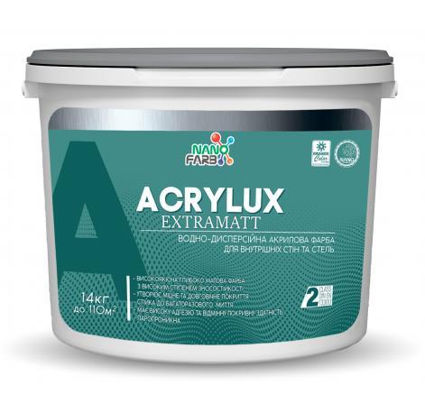 Інтер'єрна шовковисто-матова латексна фарба Acrylux Nano farb 14 кг