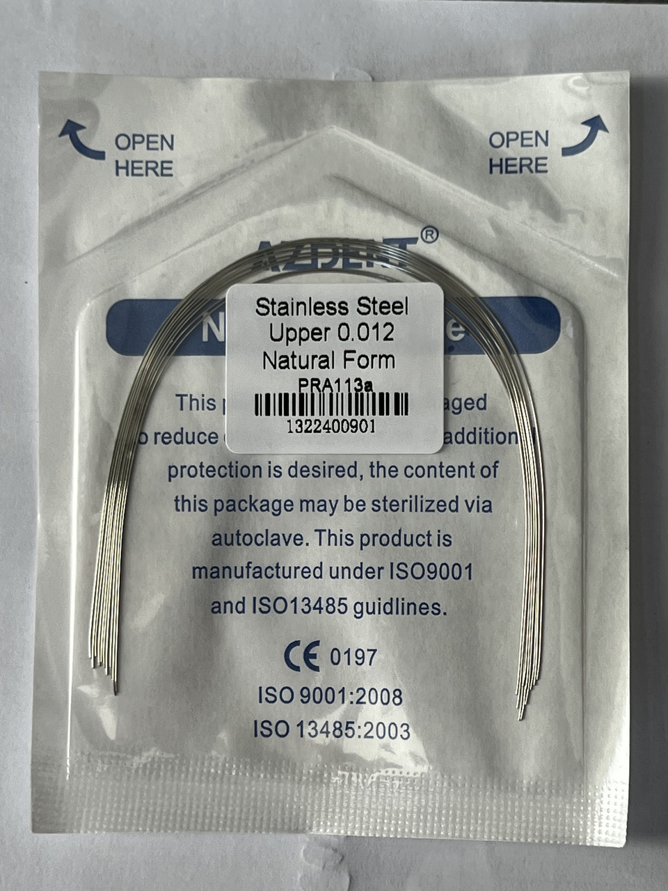 Дуги Azdent Stainless Steel (SS), 012, верх, 10шт/уп. Natural Form