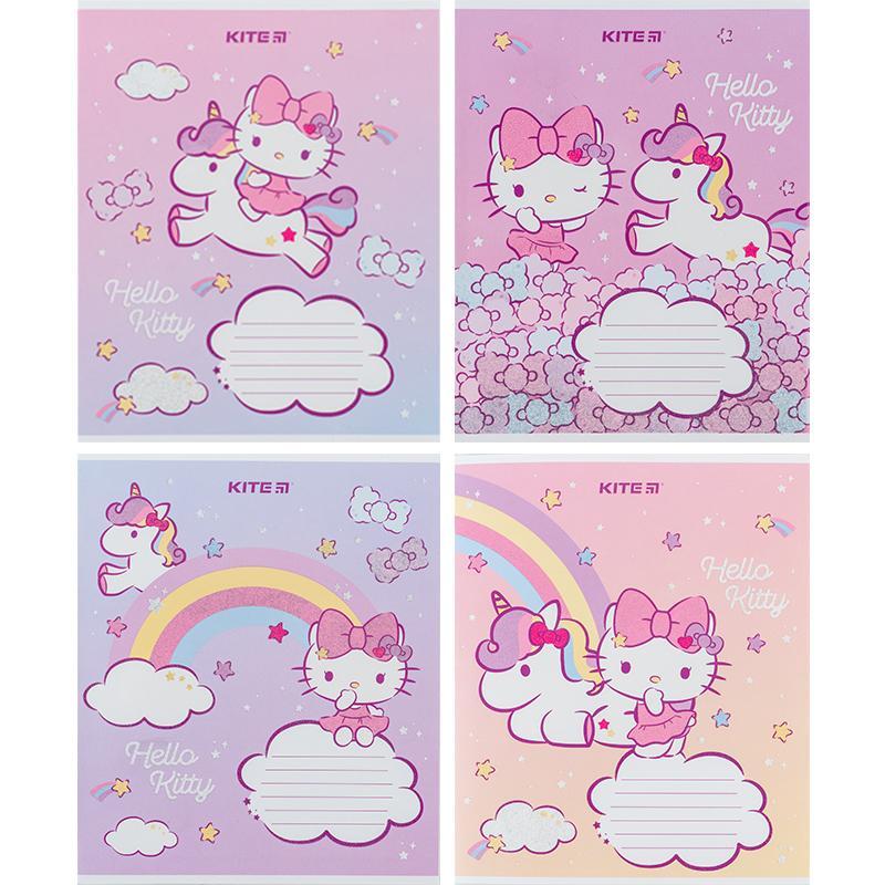Набір шкільних зошитів 12 аркушів, коса лінія, Kite Hello Kitty (25 штук)  hk24-235-1, фото 1