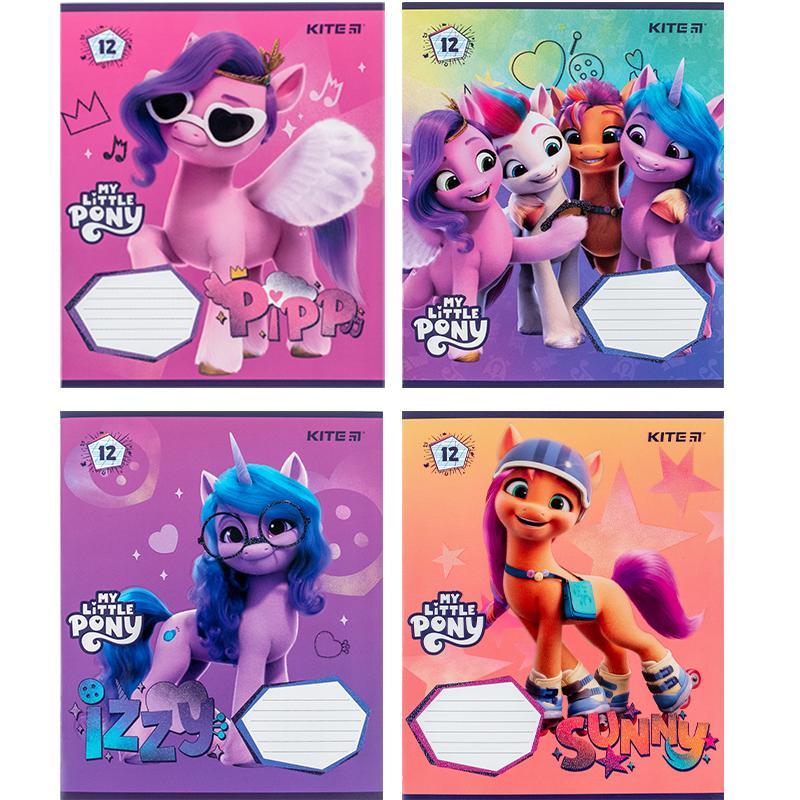Набір шкільних зошитів 12 аркушів, коса лінія, Kite My Little Pony (25 штук) lp24-235