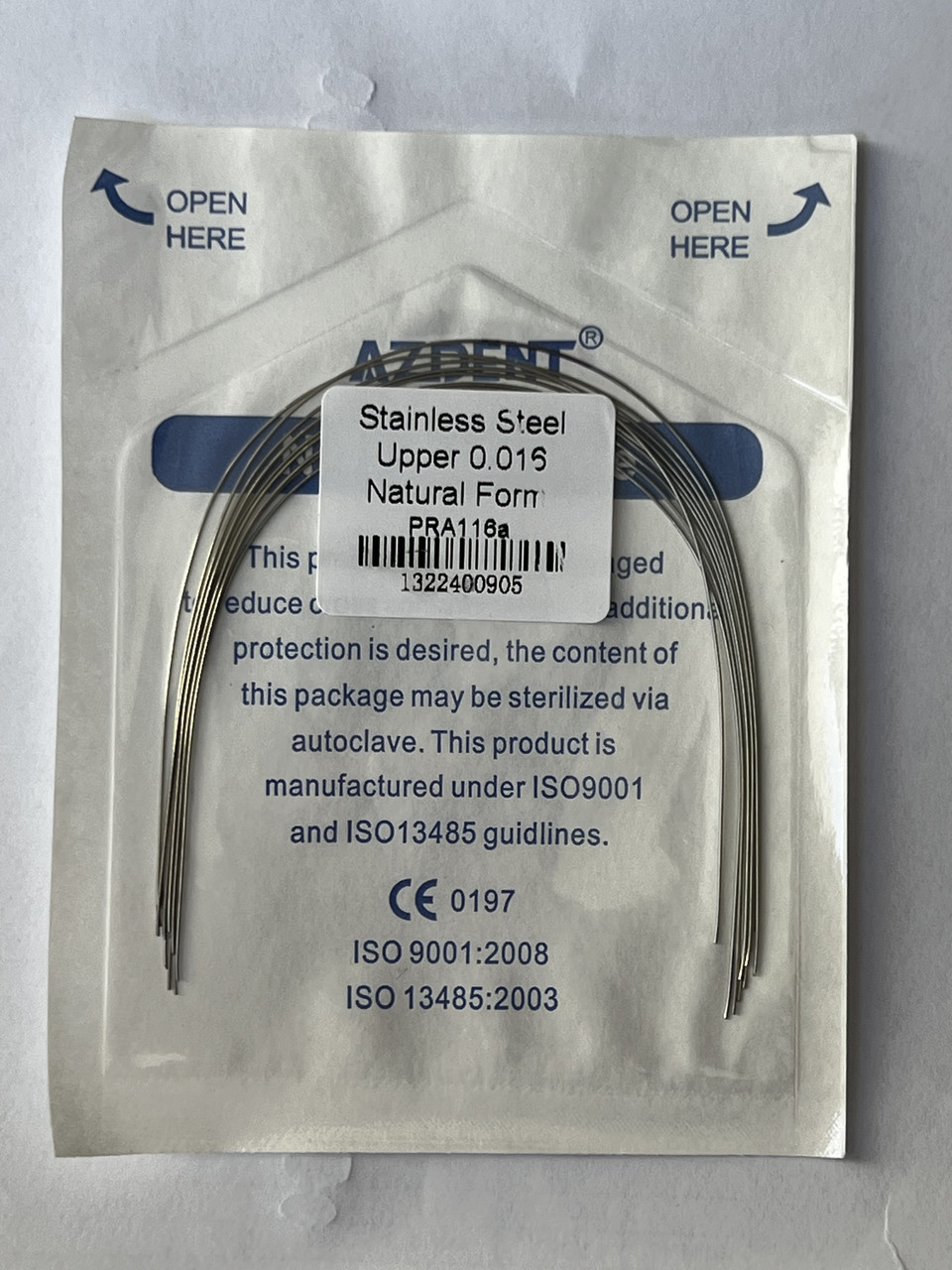 Дуги Azdent Stainless Steel (SS), 016, верх, 10шт/уп. Natural Form