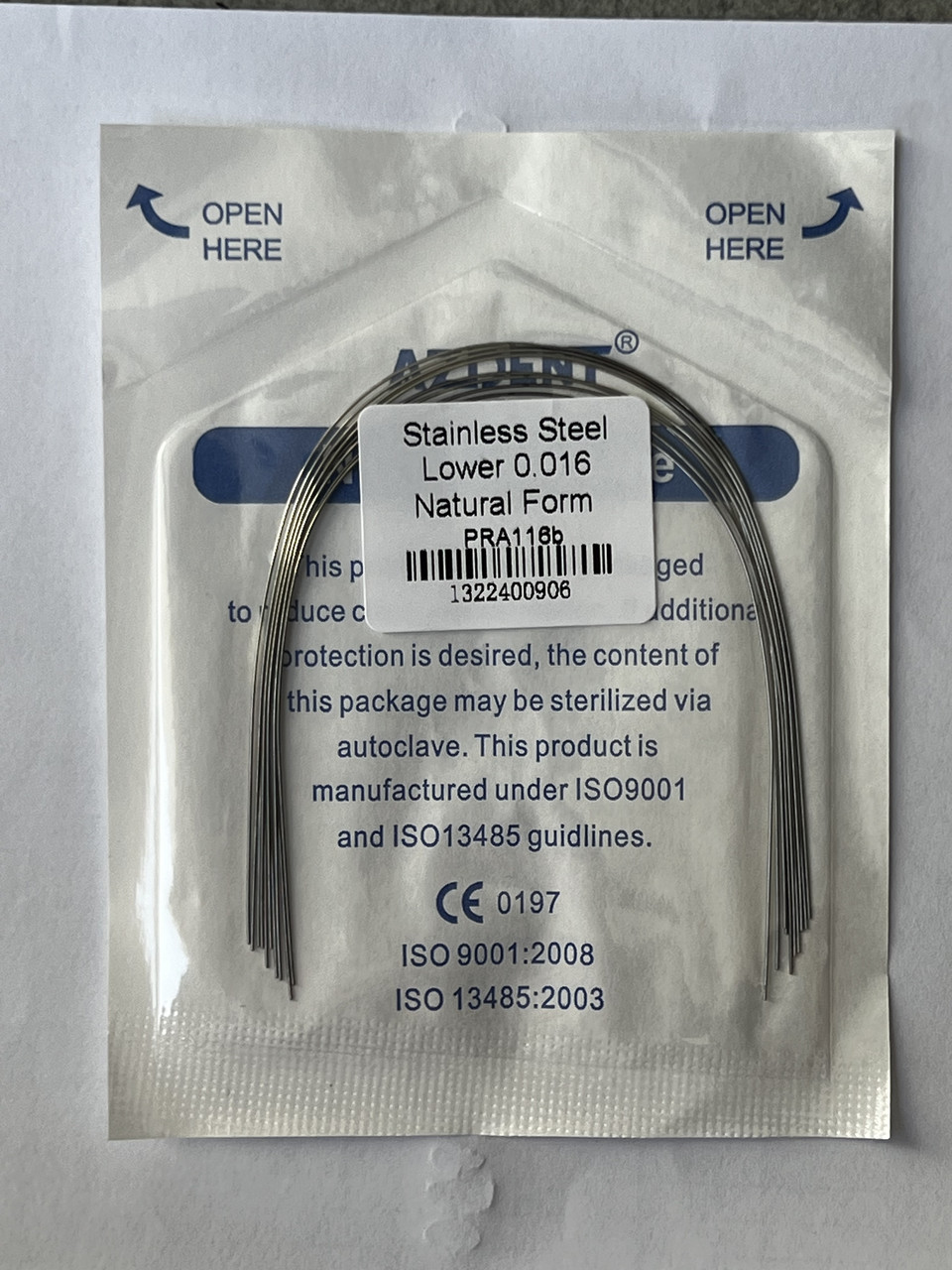 Дуги Azdent Stainless Steel (SS), 016, низ, 10шт/уп. Natural Form