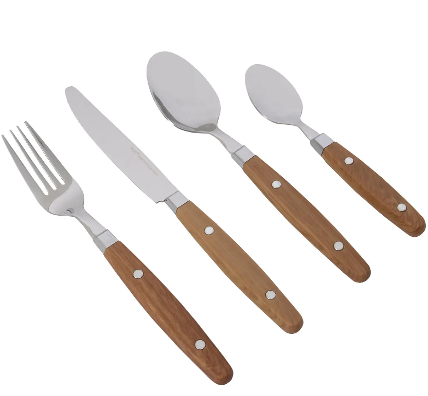 Набір Кемпингового Посуду Gimex Cutlery Nature 16 Pieces 4 Person Wood (6960904) Туристичний Посуд