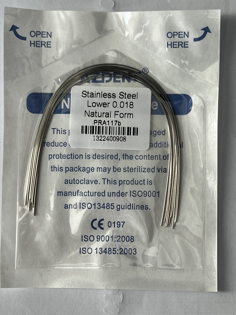Дуги Azdent Stainless Steel (SS), 018, низ, 10шт/уп. Natural Form