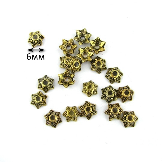 Обіймач для намистин Античне Золото 6мм 10шт KRB001-4, фото 1