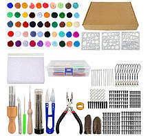 Набір вовни для валяння 50 кольорів по 3 г + інструменти+картонна коробка