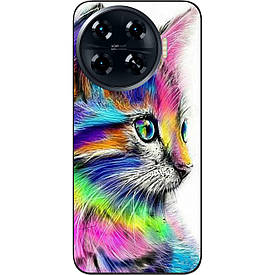 Силіконовий чохол Case для Tecno Spark 20 Pro Plus (KJ7) з картинкою Різнобарвний кіт