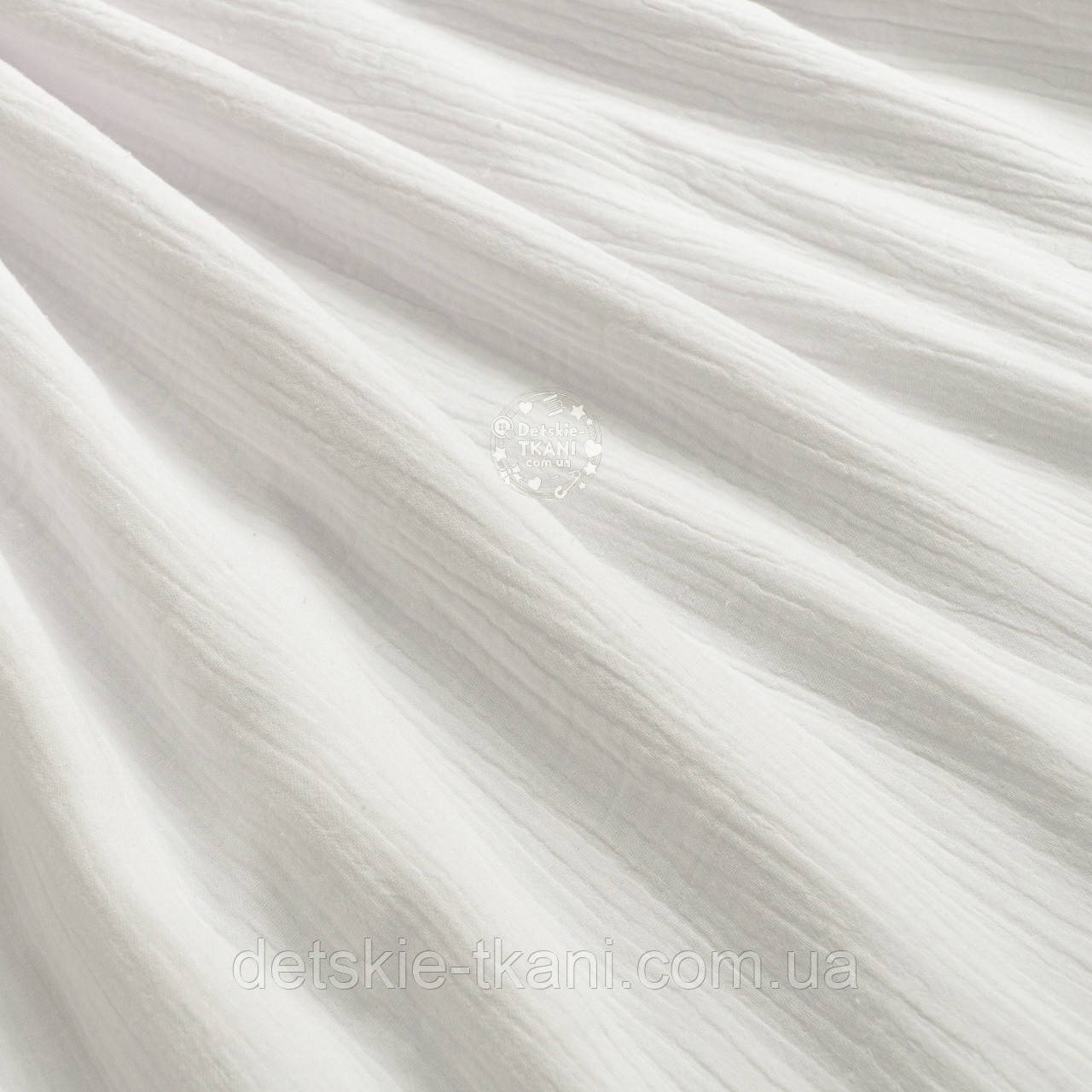 Муслін однотонний двошаровий жатий, колір айворі, ширина 135 см, фото 1