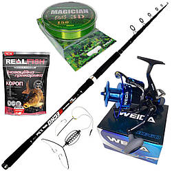 Корповий комплект Weida Echo 3.60 m (180gr.) з котушкою HB 50, ліскою 3Д 150 метрів, оснасткою та прикормкою