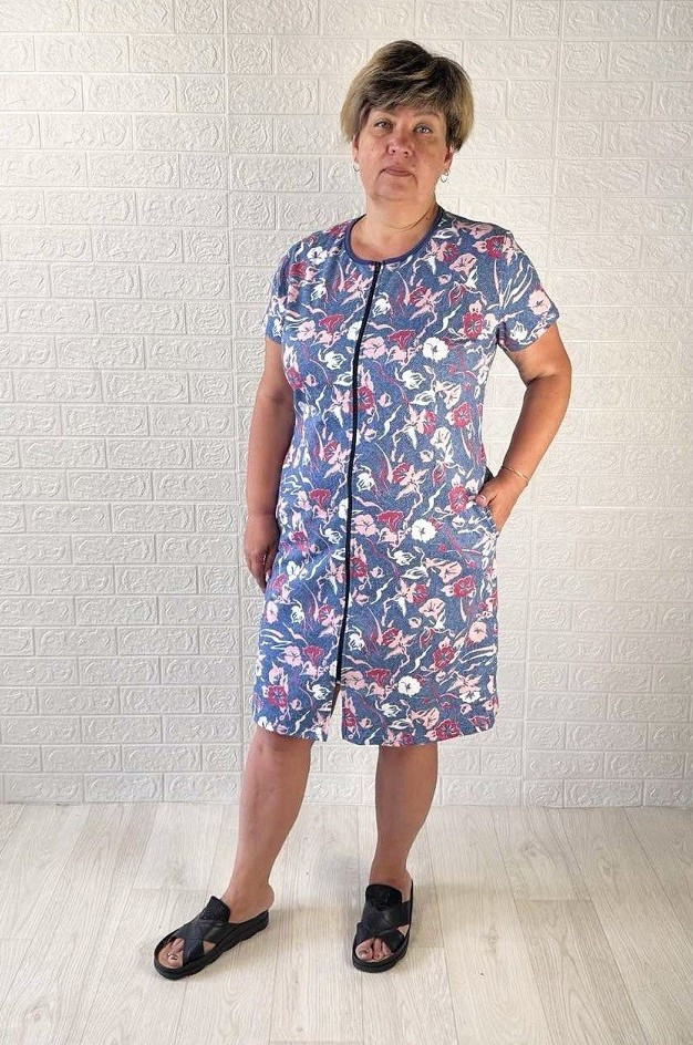 Халат жіночий батал літній із квітами кулер 48-62р