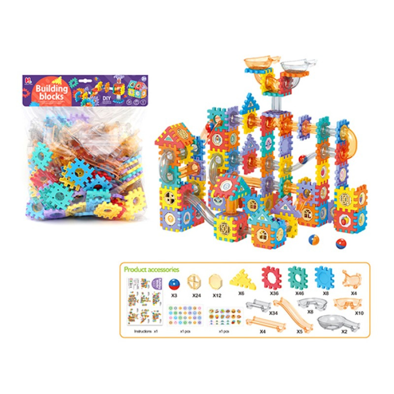 Конструктор HL-26, деталі-пазли, трубчастий/лабіринт, кульки, 202 деталі, фото 1