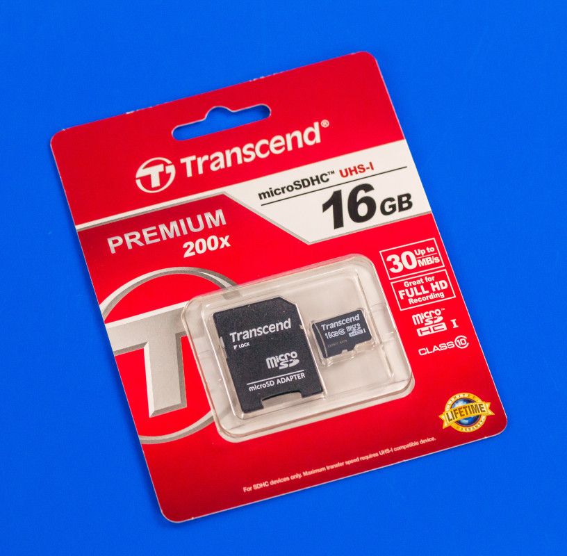 16Gb microSDHC Class 10 Transcend Memory Card (TS16GUSDHC10)