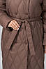 Жіноче стьобане класичне пальто з поясом і капюшоном, фото 10