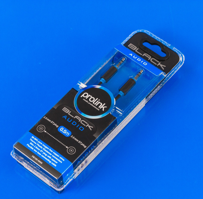 Кабель аудіо 3.5mm тато/тато 0.5 м для комп'ютера Prolink