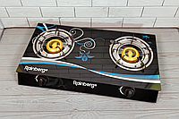 Настільна побутова газова плита на 2 конфорки кухонна під балонний газ для дому та дачі Rainberg RB-2231