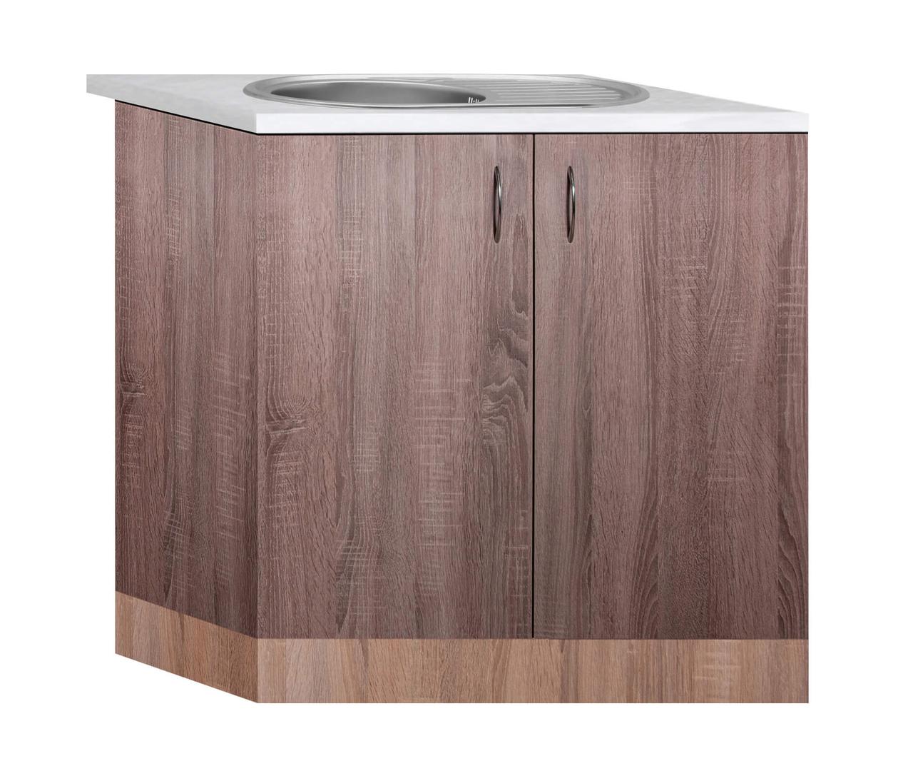 Тумба-мийка (двохдверна) з врізною мийкою (овальна сатин) зі стільницею 1-ї категорії (складська програма), фото 1