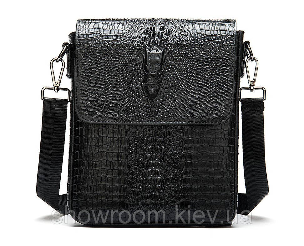 Чоловіча шкіряна сумка на плече під рептилію Leather Collection (5061)