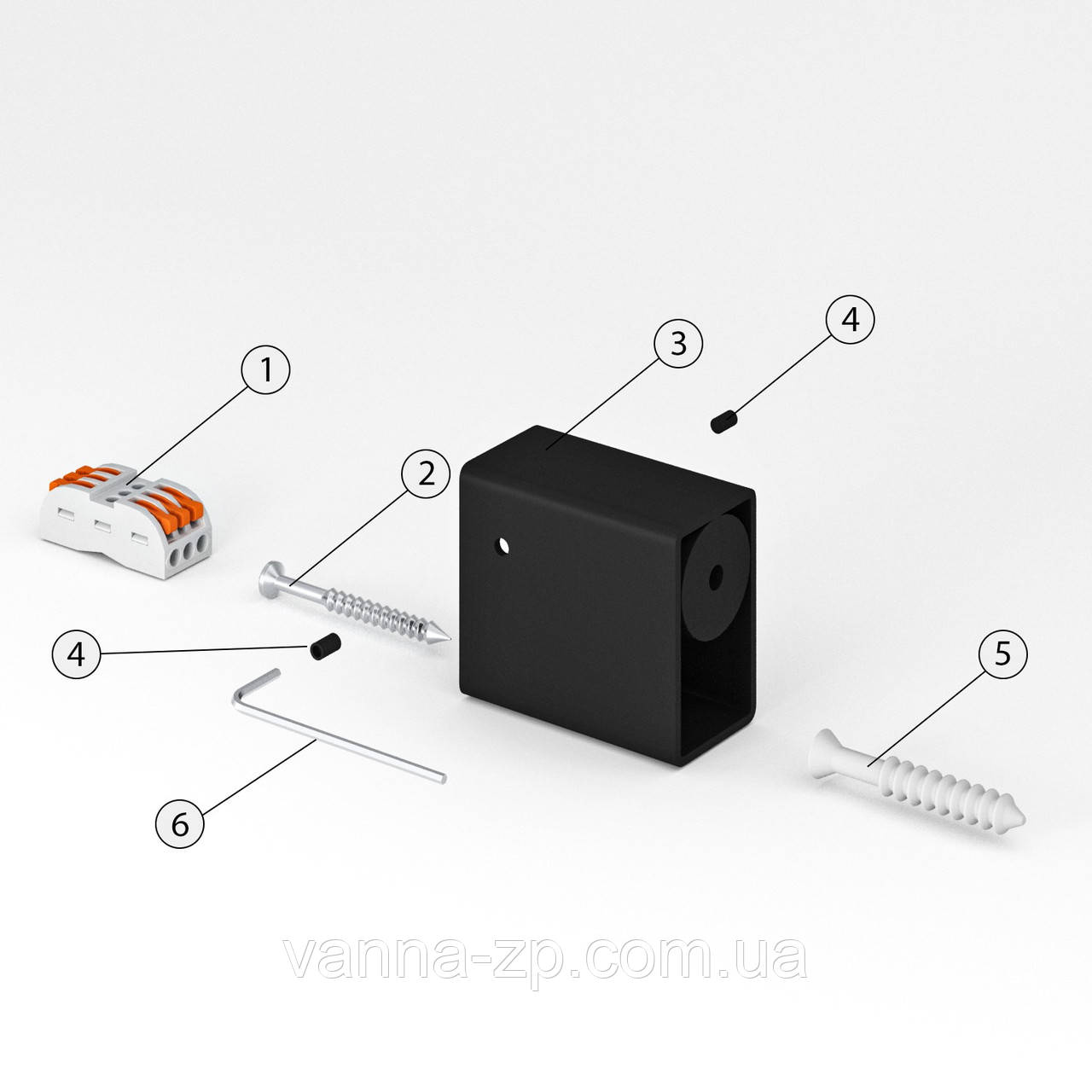 Комплект прихованого монтажу (квадратна стійка)