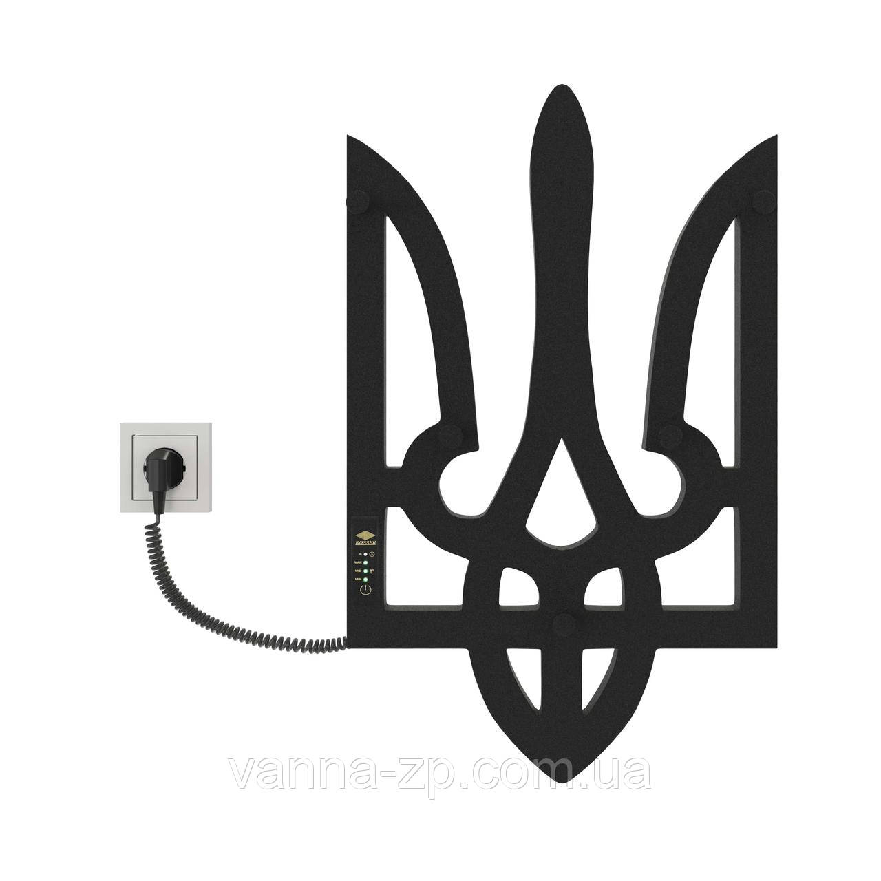 Сушарка для рушників KOSSER Тризуб 600х360 EL тайм. чорний, фото 1