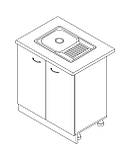 Тумба-мийка (двохдверна) з врізною мийкою (прямокутна декор) зі стільницею 1-ї категорії (складська, фото 2