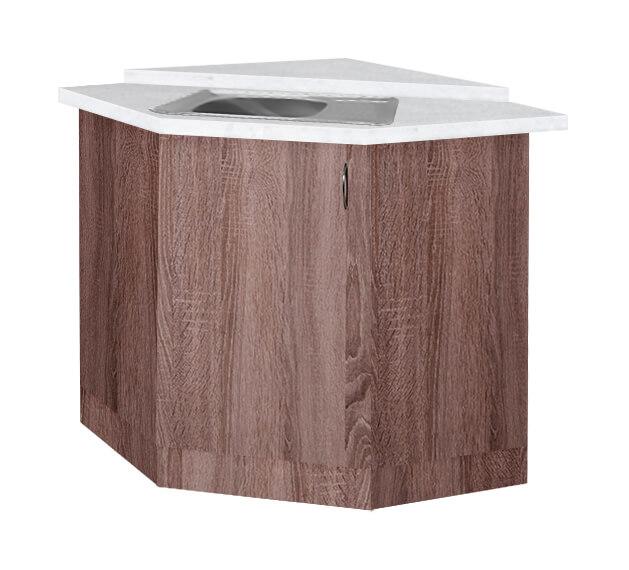 Тумба кутова кухонна No1 з врізною мийкою (прямокутна сатин) зі стільницею 1-ї категорії (складська, фото 1