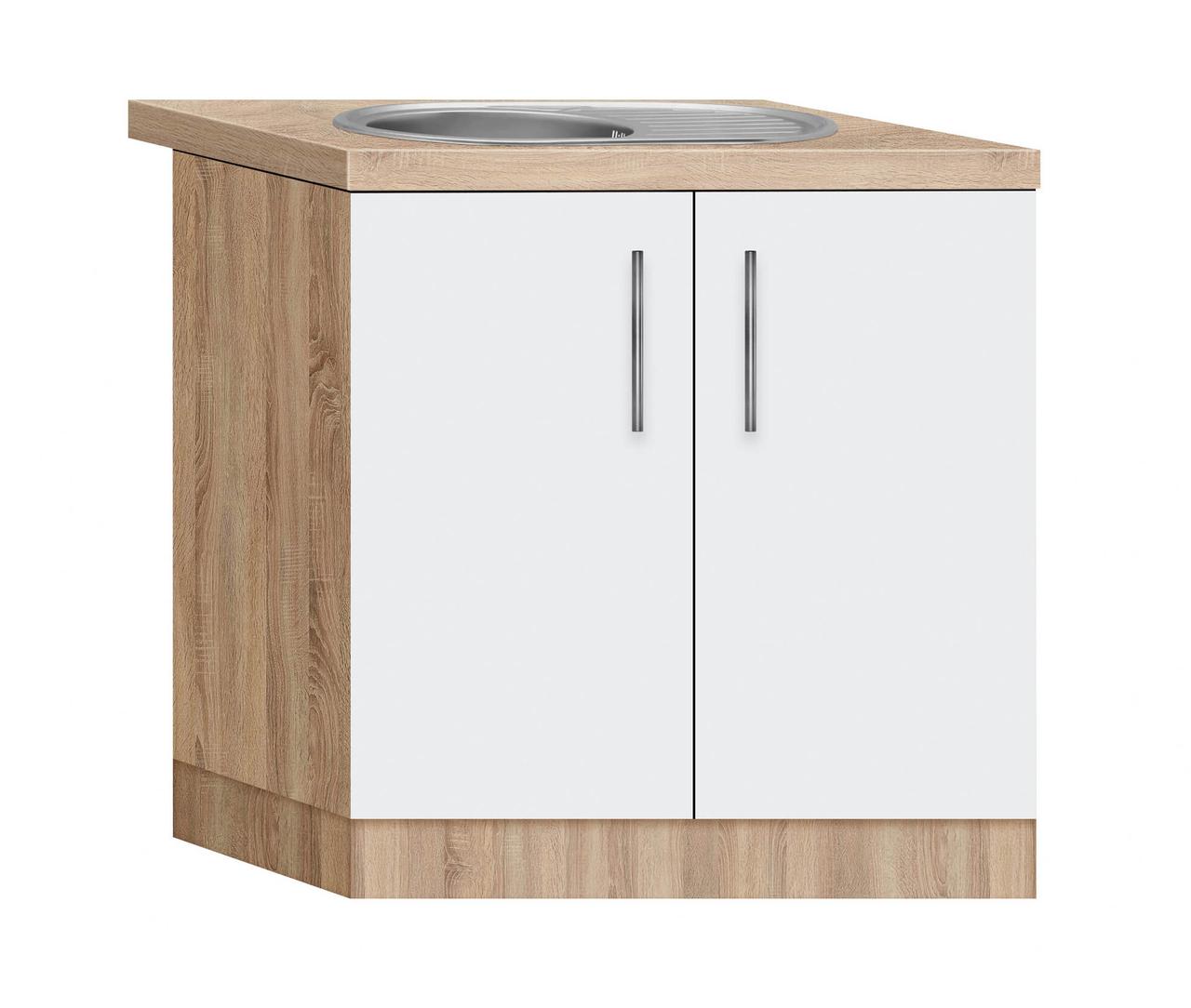 Тумба-мийка (двохдверна) з врізною мийкою (овальна сатин) зі стільницею 1-ї категорії (складська програма), фото 1