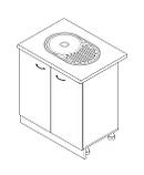 Тумба-мийка (двохдверна) з врізною мийкою (овальна сатин) зі стільницею 1-ї категорії (складська програма), фото 2