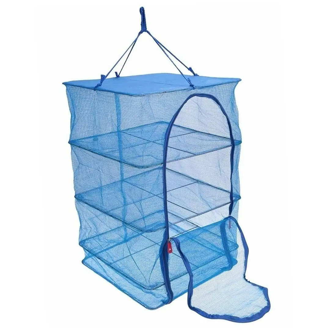 Кошик-сітка для сушіння риби грибів та фруктів 40х40х75см Триярусна Підвісна складана сушарка для продуктів, фото 1