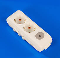 Електрична колодка на 2 розетки із заземленням і вимикачем Viko Dual-Switch