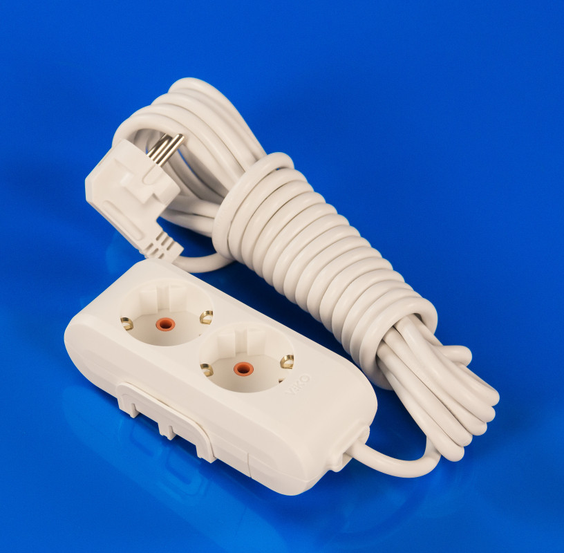 Подовжувач на 2 розетки 5 м із заземленням Viko Power-Extend