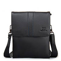 Чоловіча шкіряна сумка через плече BRETTON  5299-4 black.Чоловічі сумки оптом  в УкраЇні.