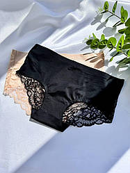 Жіночі еластичні трусики шорти в наборі чорні і беж