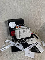 Жіноча сумочка Chanel classic Lambskin Pearl Crush кейс Шанель білого кольору шкіра 1 відділення на ланцюжку, фото 3