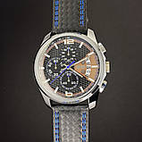 Чоловічий годинник кварцовий на шкіряному ремінці з хронографом Skmei 9106BU Silver-Black-Blue, фото 4