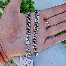 Чоловічий срібний браслет 925° проби 23 см * 7 мм "Дзеркальний бісмарк" з чорнінням, фото 2