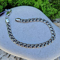 Чоловічий срібний браслет 925° проби 23 см * 7 мм "Дзеркальний бісмарк" з чорнінням, фото 4