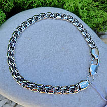 Чоловічий срібний браслет 925° проби 23 см * 7 мм "Дзеркальний бісмарк" з чорнінням, фото 5