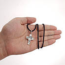 Срібний хрестик з цепочкою із шовку. Хрест "Образ" та шовковий шнурок зі срібним замком. Довжина 55 см, фото 3