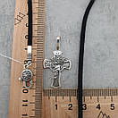 Срібний хрестик з цепочкою із шовку. Хрест "Образ" та шовковий шнурок зі срібним замком. Довжина 55 см, фото 5